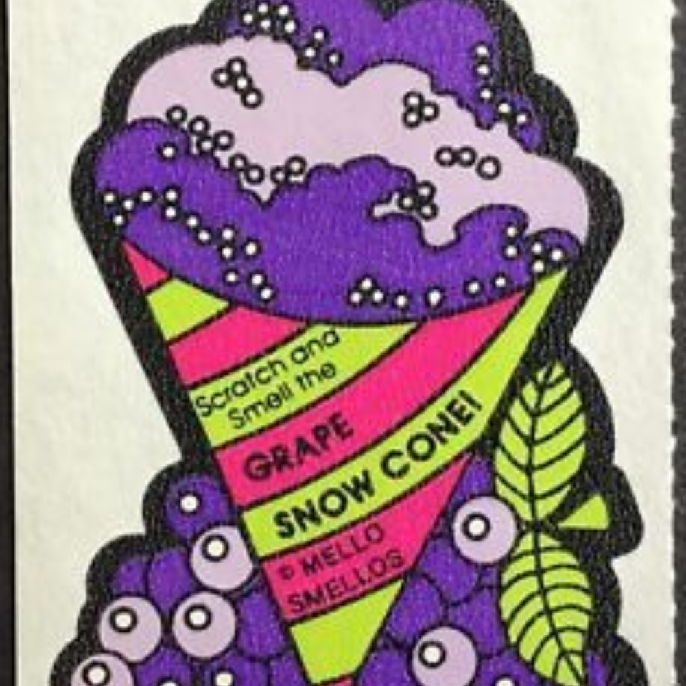 Vintage Mello Smello Grape Snow Cone Sticker Scent Rare